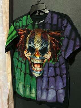 Liquid Blue Evil Clown and Jester Marionette All Over Print T-Shirt